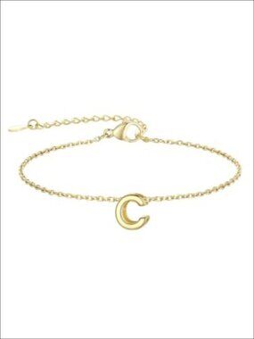 Stainless Steel Initial Bracelet Adjustable Chain Jewelry Gift for Women